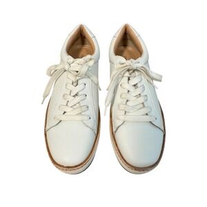 Chelsea & Violet Minie White Leather Platform Sneakers Women's Lace Up Size 10